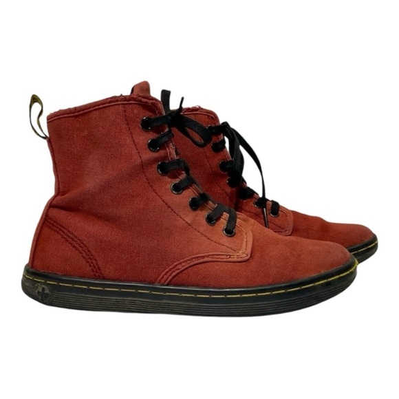 Women’s Dr Martens Shoreditch Maroon Canvas Boots - Picture 1 of 8